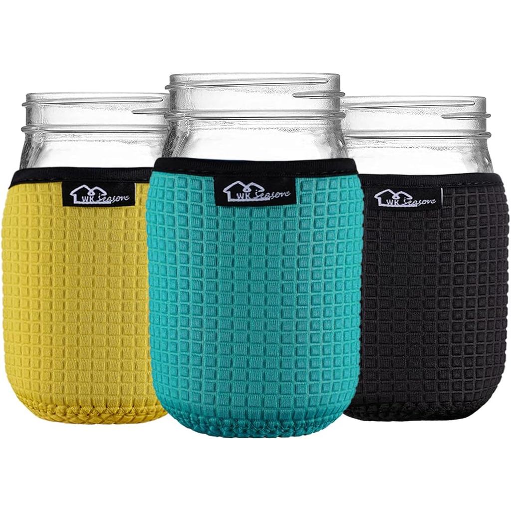 WKieason Miệng Thường Mason Jar Neoprene Tay 16OZ Mason Jar Tay áo 16OZ Vỏ bọc miệng thông thường (Đ