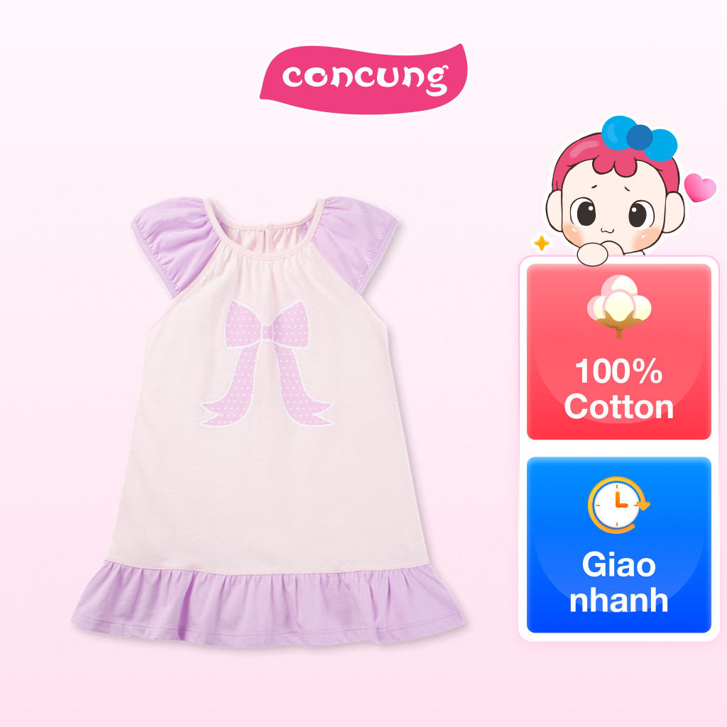 Đầm bé gái Animo Easy LU0725036 (1Y,Hồng-tím,TT02)