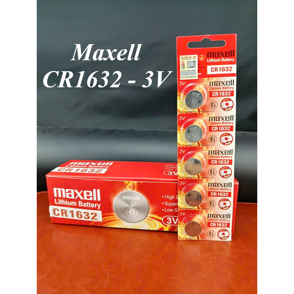 Vỉ 5 viên pin CR1632 / CR 1632 3volt Maxell 3V  - Made In Japan