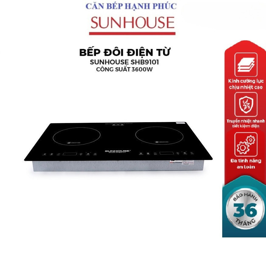 Bếp đôi điện từ SUNHOUSE SHB9101