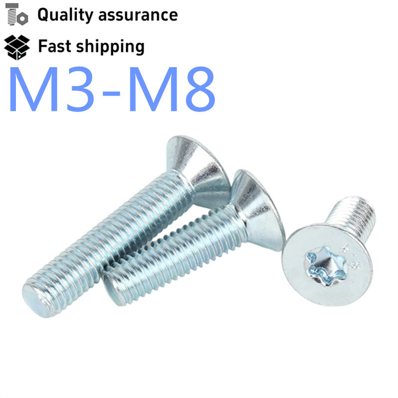 Lớp 8.8 Xanh Trắng Kẽm Chống Nắng Đầu Torx Vít M3-M8 Đầu Phẳng Torx Vít Chống Trộm Vít M3M4M5M6M8