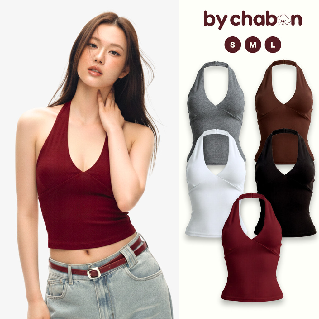 Áo Cổ Yếm Nữ Dáng Ôm Body Kiểu Cá Tính Chất Co Giãn By ChaBon CB11