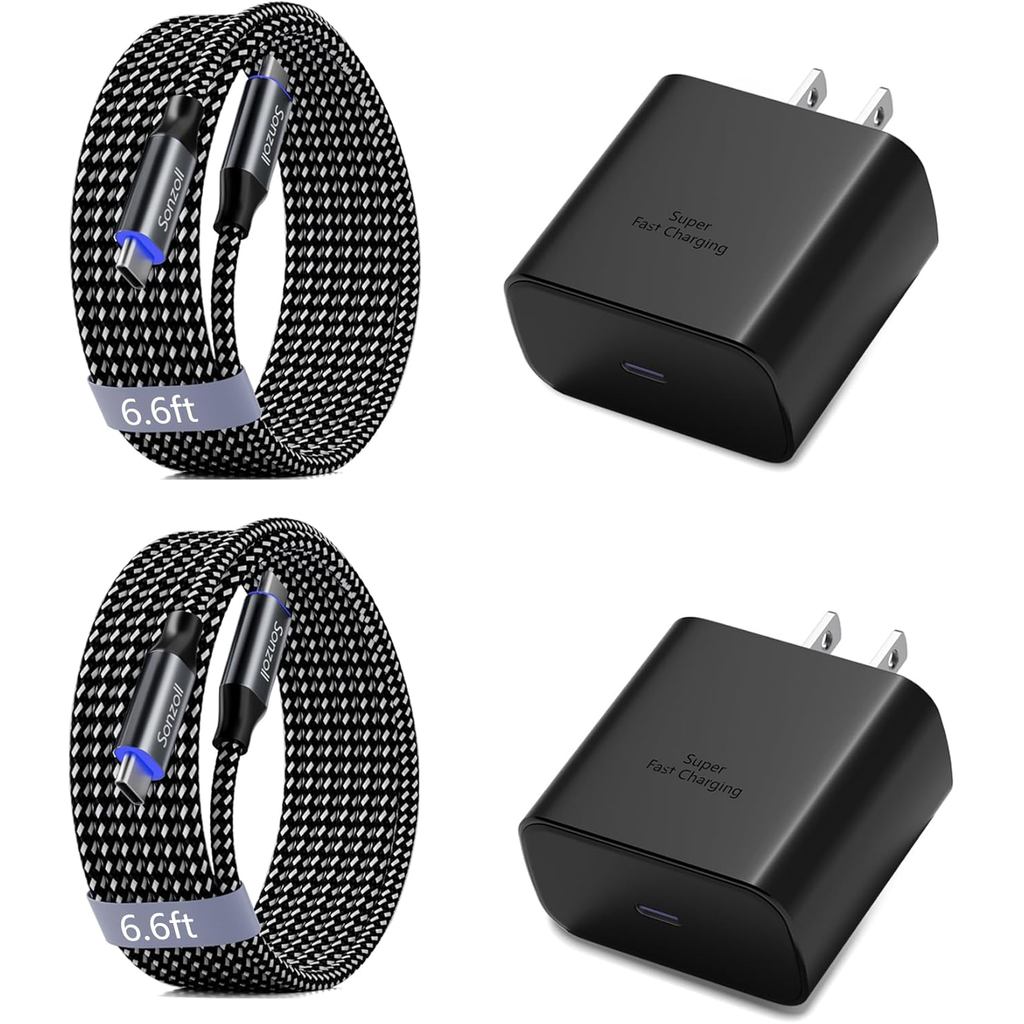 Sạc nhanh iPhone 16 Pro Max, 2 gói Khối sạc siêu nhanh 45W USB C & Dây cáp sạc loại C dài 6,6FT cho 