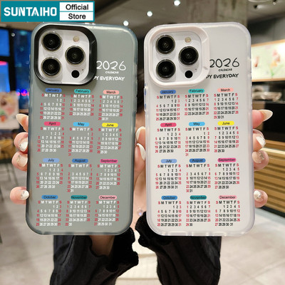 Ốp Điện Thoại Suntaiho Thẩm Mỹ 2026 Lịch Hàng Ngày Clear Matte Mềm Cao Cấp Chống Sốc Cho iPhone 11 12 13 14 15 16 17 Pro Max IP 7 8 Plus Iphon X XS XR