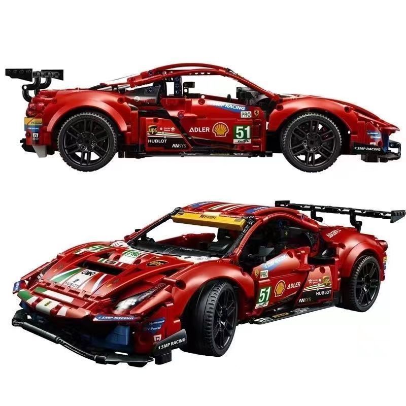 Tương thích với Lego Ferrari 488GTE Xe Đua Lắp Ráp Khối Xây Dựng Độ Khó Cao Xe Thể Thao Bé Trai Đồ C
