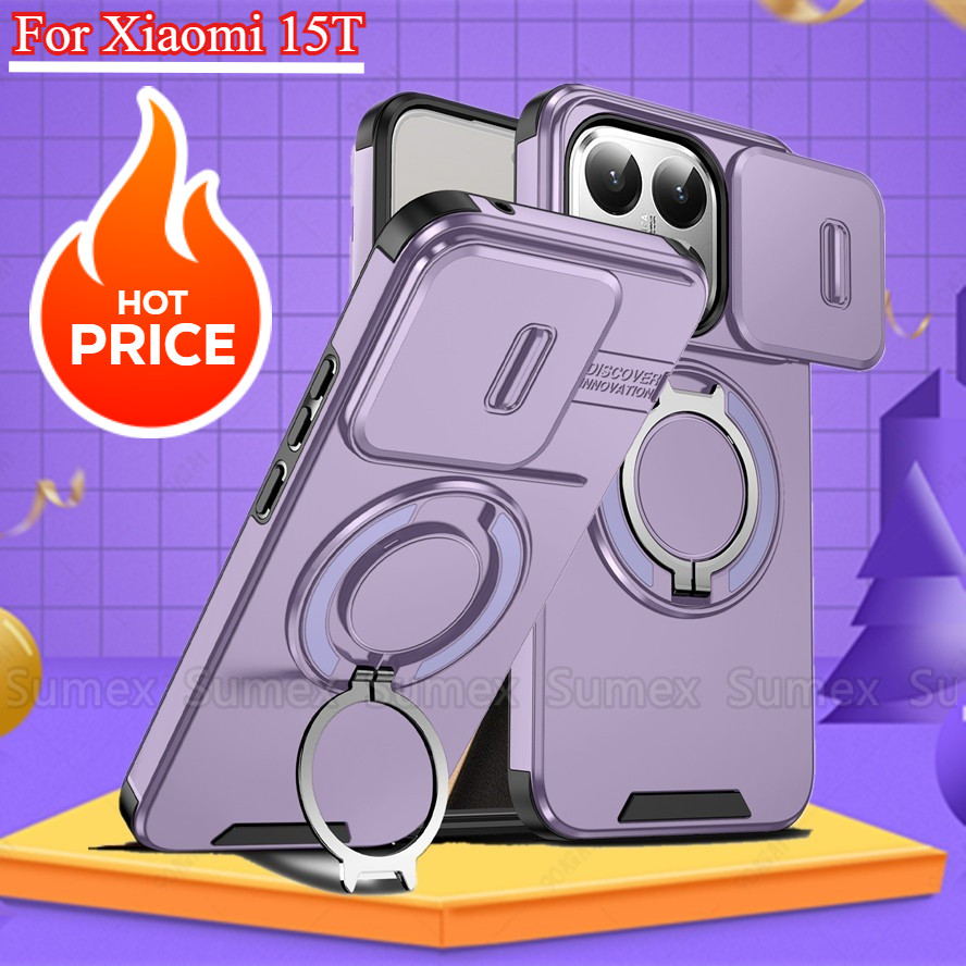 Vỏ Giáp Giá Đỡ Cho Xiaomi 15T Xiaomi15T Pro 5G Vỏ Điện Thoại Trượt Camera Bảo Vệ Vỏ Cứng Chống Sốc X