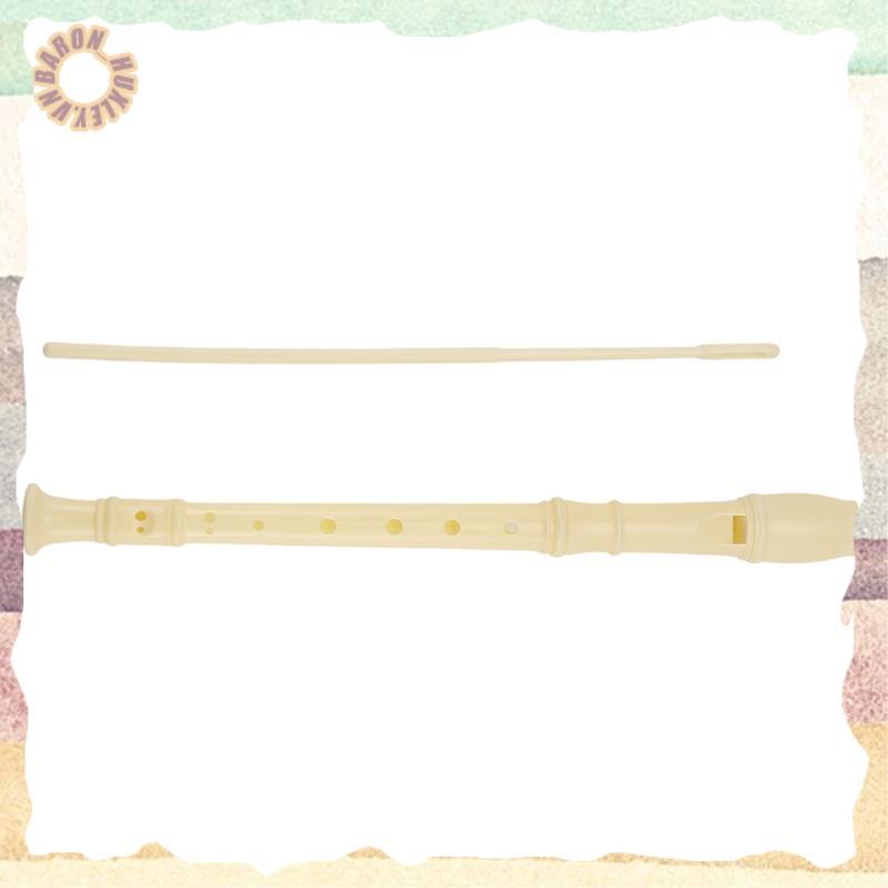 [VNG5] Máy ghi sáo 8 lỗ bằng nhựa màu trắng kem có que làm sạch