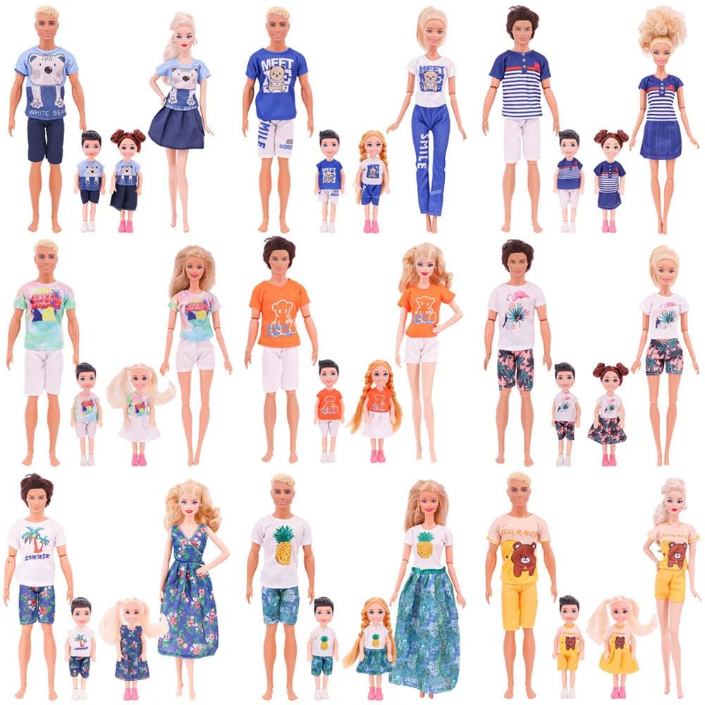 Barbies & ken & Kelly & Boy Doll Gia Đình Búp Bê Quần Áo Đầm Cho Búp Bê 11,8 Inch, Búp Bê Đáng Yêu 4