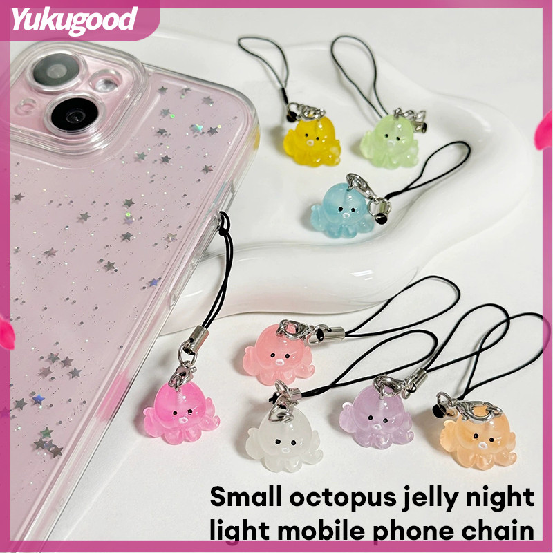 Cute Mini Octopus Phone Chain Jelly Noctilucent Phone Bag Marine Organism Pendant-YUKU