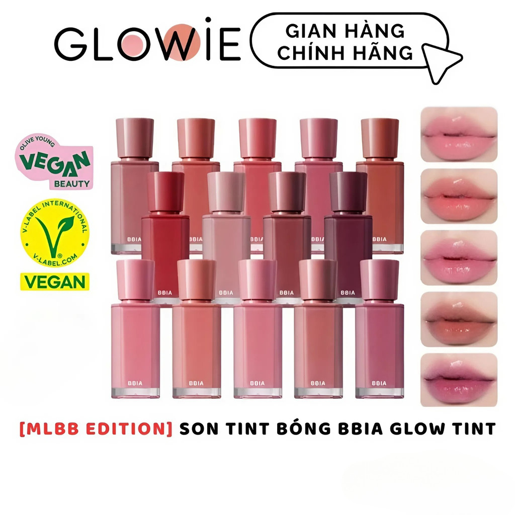 [SALE 30%] Son Tint Bóng Bbia Glow Tint MLBB Edition Thuần Chay Mềm Môi, Lên Màu Chuẩn Siêu Hot
