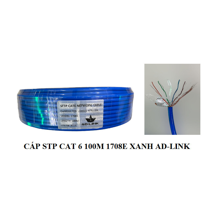 <ĐỒNG NGUYÊN CHẤT 100%> Thùng Cáp STP CAT 6 ADLINK 305M 1708 , Đi Camera, Đi Ngoài Trời, Chống Nhiễu