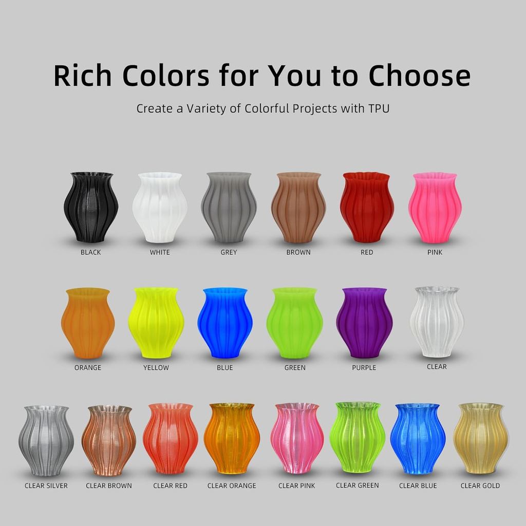 Dây tóc TPU Geeetech 1,75mm, Dây tóc máy in 3D linh hoạt Shore 95A có độ đàn hồi cao, cuộn 1KG (2,2l