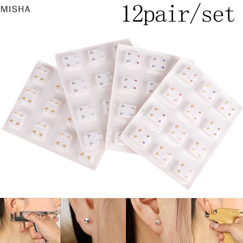 Misa 24 Chiếc Bông Tai Y Tế Xuyên Dụng Cụ Tai Bông Tai Phẫu Thuật Thép Bông Tai Nữ Đẹp