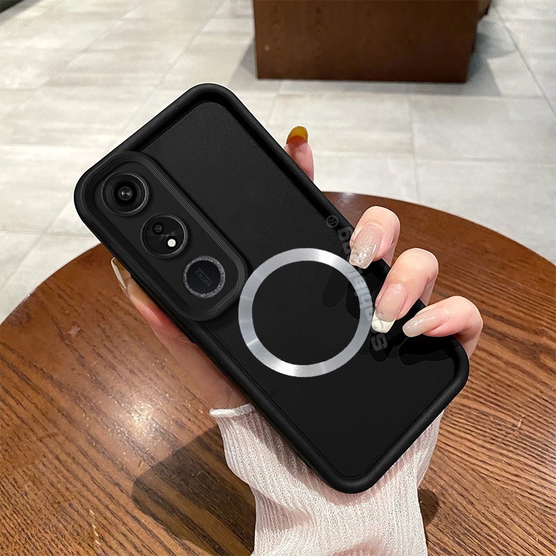 Ốp Cầu Thang Silicon Mềm Cho OPPO A3 Pro A80 K12X CPH2639 CPH2667 PKD130 Với Kim Loại Sạc Không Dây 