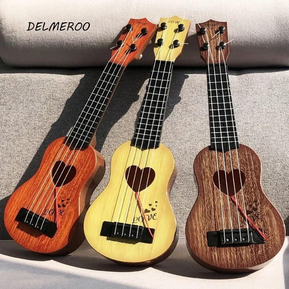 DELMERO0 Đồ chơi nhạc cụ Ukulele, 4 dây Đồ chơi Yukrili Mô phỏng Đồ chơi đàn Ukulele, Đồ chơi giải t
