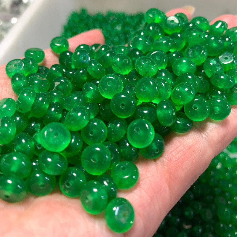 ((20 cái/gói) Hạt abacus ngọc bích Jade 8mm khóa an toàn - Nguyên liệu làm vòng tay