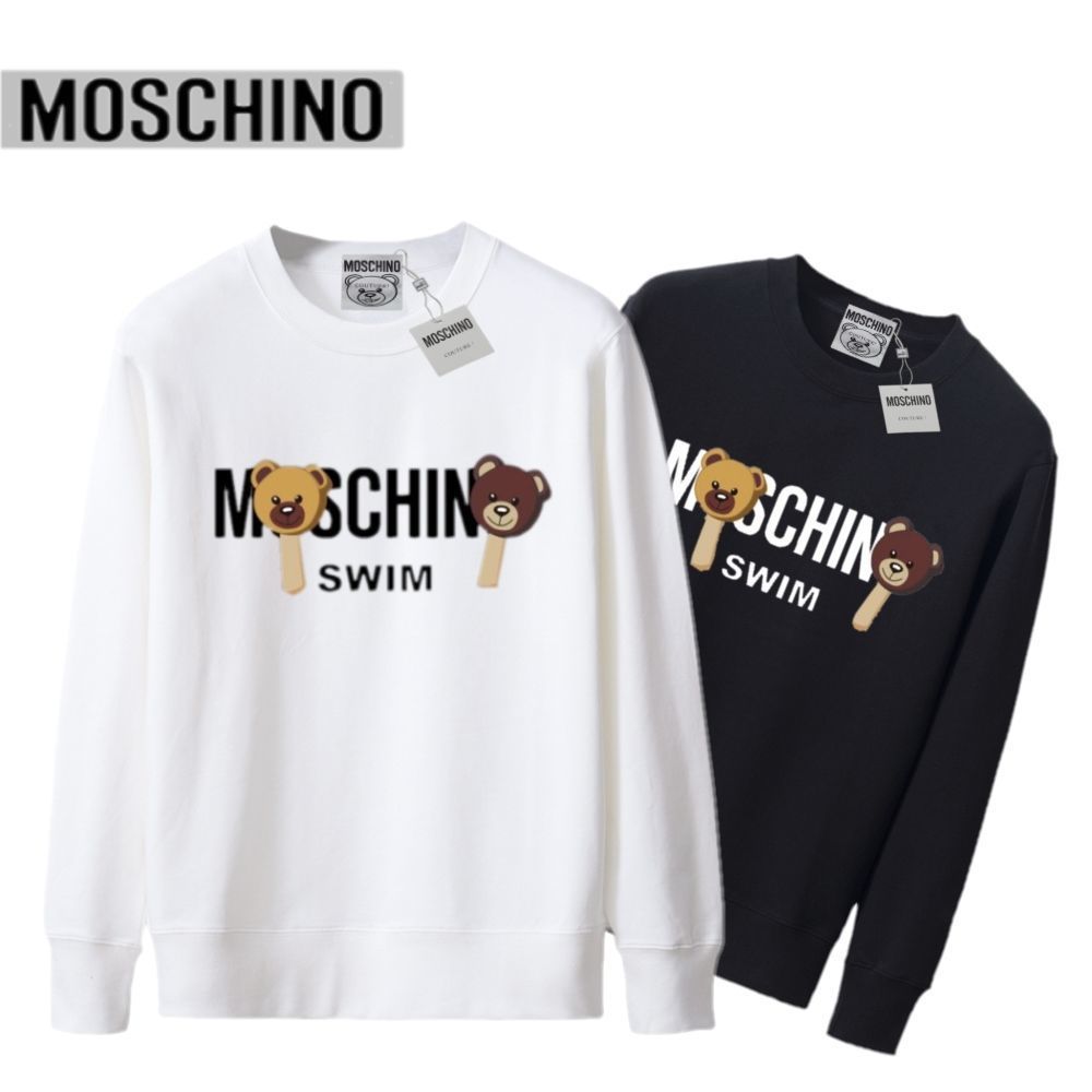 MOSCHINO MOSCHINO Kem Gấu In Cổ Tròn Áo 1 Rời Nam Nữ Tay Dài