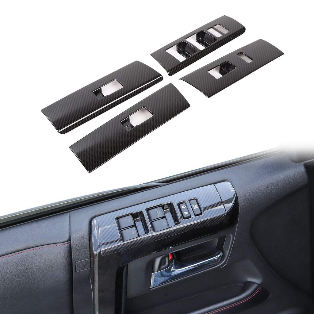 Voodonala cho 4Runner ABS Sợi Carbon Nâng Cửa Sổ Công Tắc Nút Bao Viền Cho 2010-2023 Toyota 4Runner 