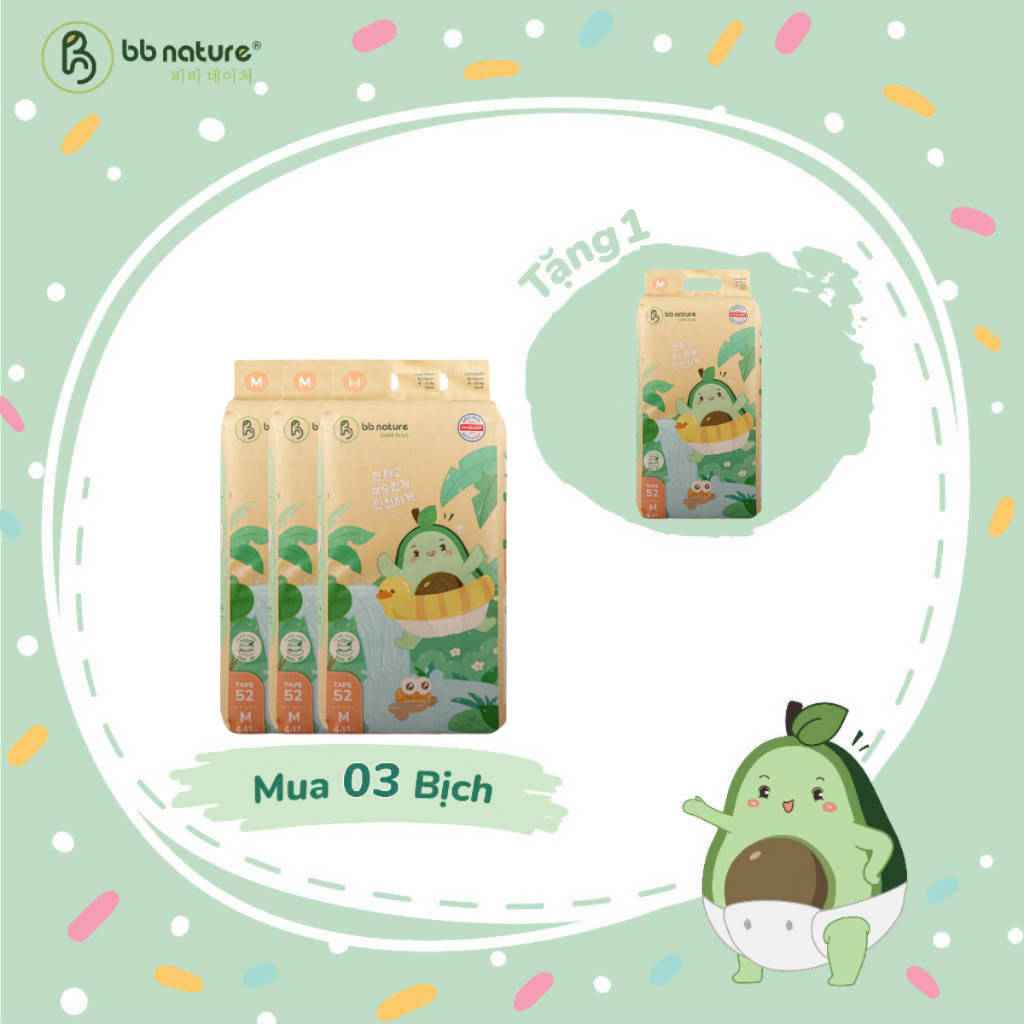 [BB NATURE CARE PLUS] [MUA 03 BỊCH TẶNG 01] Combo 03 bịch Tã Bỉm BB Nature Care Plus