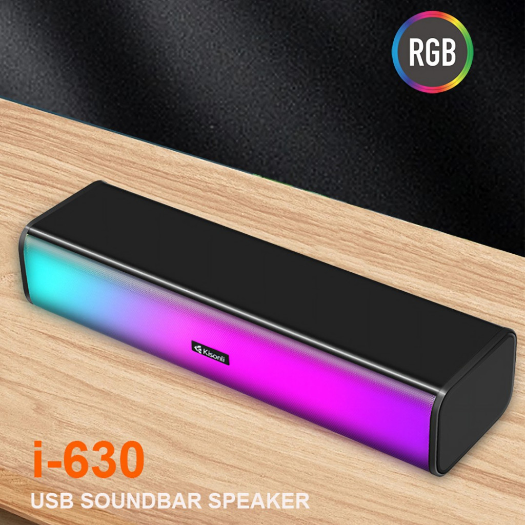 Loa Thanh Soundbar Bluetooth Kisonli I-630 Led RGB Loa Máy Tính Để Bàn Âm Thanh Hay Bass Mạnh Mẽ
