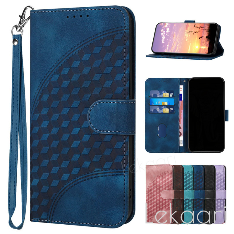 Ốp Lật Nổi 3D Cube Cho Samsung Galaxy S26 S25 Edge S24 S23 FE F06 Plus Ultra 5G Ví Da Mờ Khe Cắm Thẻ