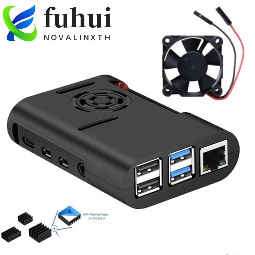 Ốp lưng FUHUI Tản nhiệt hữu ích bền bỉ cho Raspberry Pi 4 Model B, Pi 4B, Pi 4 Vỏ đen