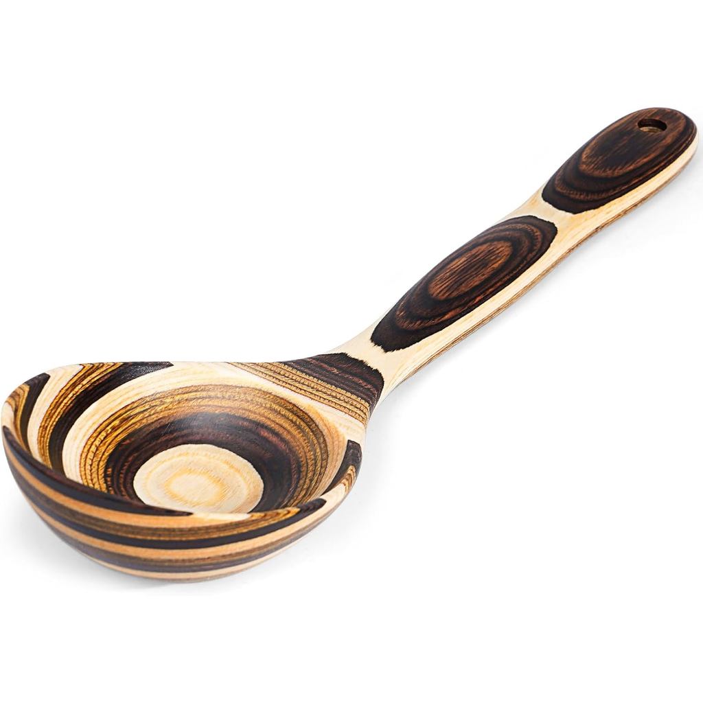 Pakkawood Ladles, Wooden Big Soup Ladle for Cooking, Ladle Spoons, Wood Kitchen Utensils Set Spoon f