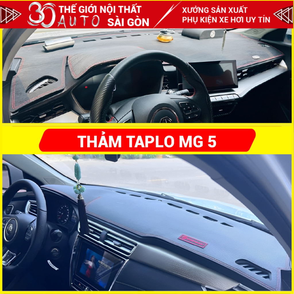 Thảm taplo Mg5 2020 - 2026 da carbon, da vân gỗ đen, vừa vặn cao cấp, chuẩn form