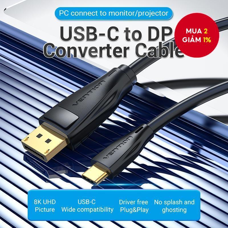 Vention Type C to Display Port DP 1.4 Adapter 4K 240Hz 2K 360Hz 1080P 480Hz cho máy tính xách tay