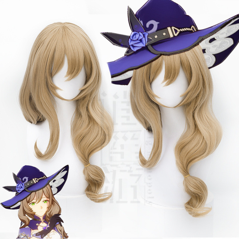 Original God Lisa Cosplay Wig Micro-Curly Long Hair Cos Anime Game Wig CD8B