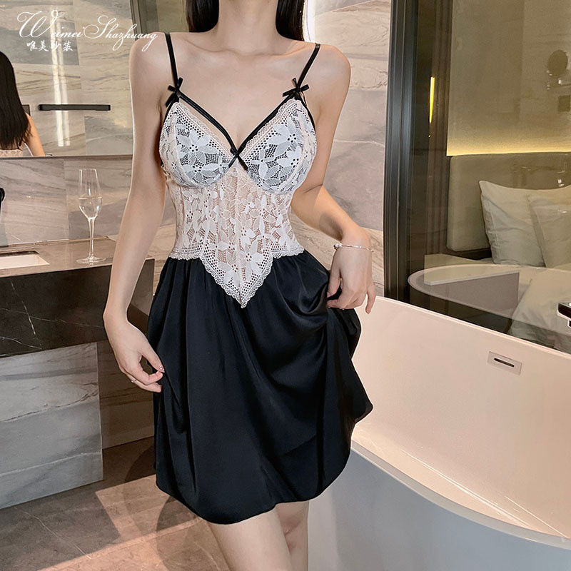 Satin Khâu Ren Bộ Đồ Ngủ Gợi Cảm Phong Cách Mới, Perfect For Night Wear