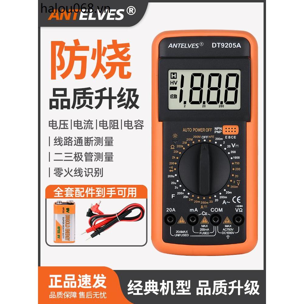 DT9205 Đồng Hồ Vạn Năng Kỹ Thuật Số Độ Chính Xác Cao Thông Minh Chống Xe Đạp Sửa Chữa Đa Năng Pin 9V