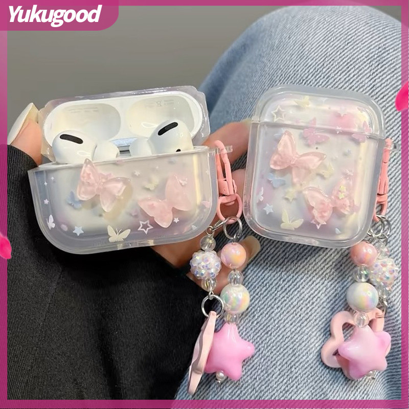 3D Gradient Butterfly Earphone Case Earphone Bluetooth Protective Case Suitable for AirPods Pro-YUKU