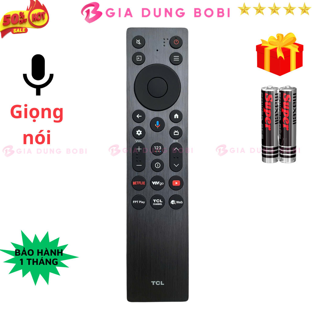 Remote điều khiển tivi TCL Mã 18 Giọng Nói, điều khiển TV TCL Smart - Tặng kèm pin - Gia Dụng Bo Bi