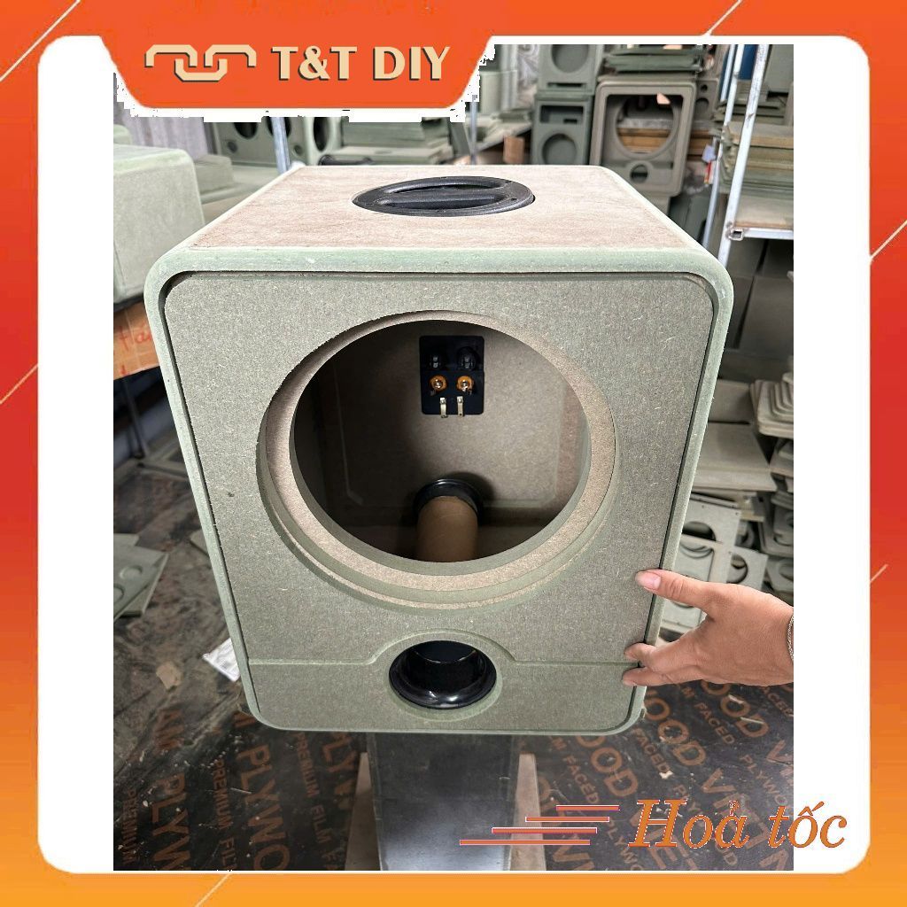 Thùng sub hơi bass 25, KT 37x46x34 gỗ 17mm dáng bo tròn. thông hơi thiết kế đặc biệt, Tặng kèm trạm 