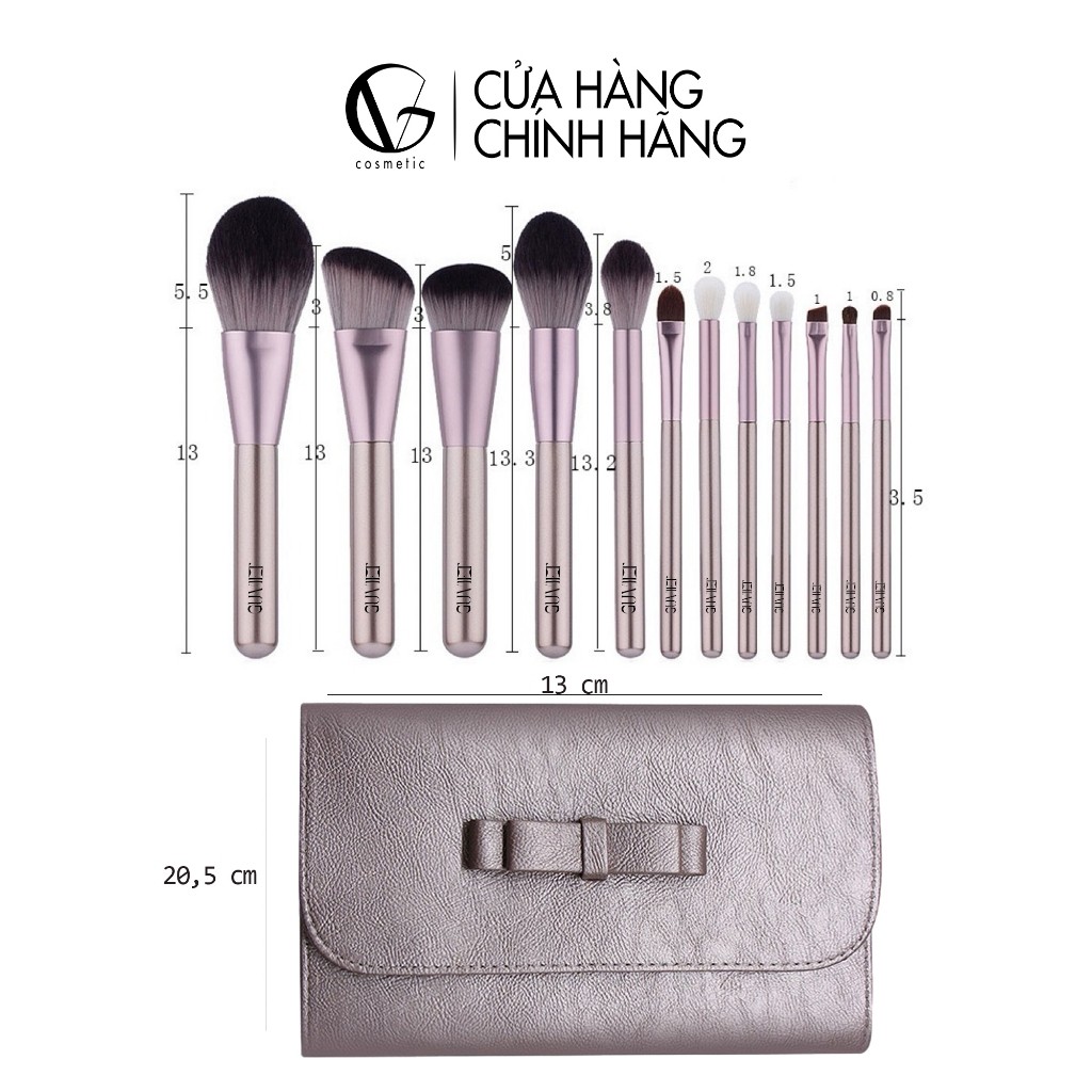 [Võ Hà Linh x GUVIET]  Set 12 Cọ Nâu Ngà Kèm Bao Da (côc) tặng trứng giặt cọ 250g | BigBuy360 - bigbuy360.vn