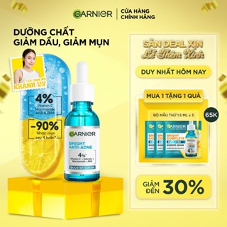  Dưỡng chất cho da dầu mụn Garnier Bright Complete Anti-Acnes Booster Serum 4%  Niacinamide BHA AHA Vitamin C  30ml 