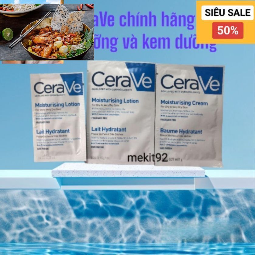 (COMBO 5) Kem Dưỡng Ẩm CERAVE Cerave Moisturizing Cream Cho Da Khô 7ml- Sữa dưỡng ẩm CeraVe develope