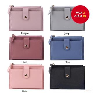Ví Da pu Màu Trơn mini Nhiều Ngăn Tiện Dụng Cho Nữ