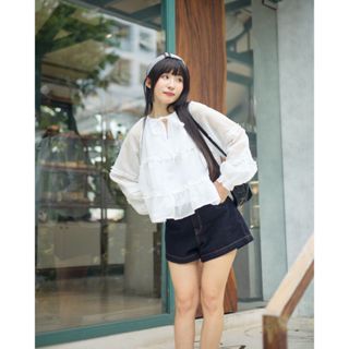   Áo blouse tay dài bèo nhún chất tơ THE C.I.U – Quincy Top 