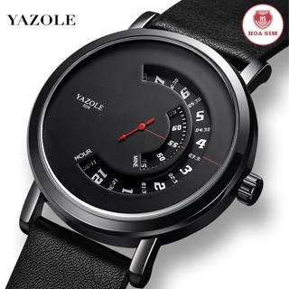 Đồng hồ nam Yazole 509 510 518 519 dây da sang trọng, kim chạy dọc