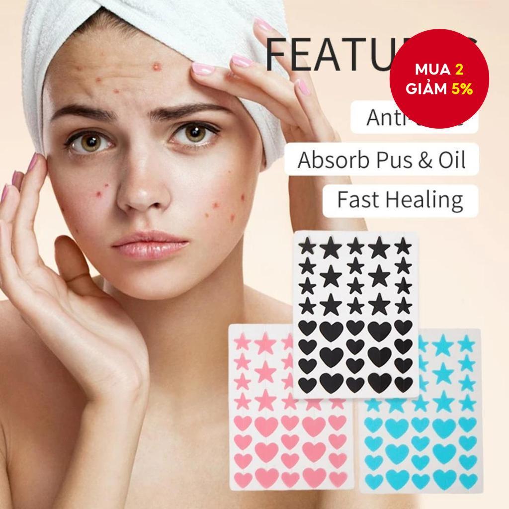 1 Gói Miếng Dán Mụn Nhiều Màu Sắc Hình Ngôi Sao Dễ Thương Hình Trái Tim Điều Trị Miếng Dán Vô Hình M