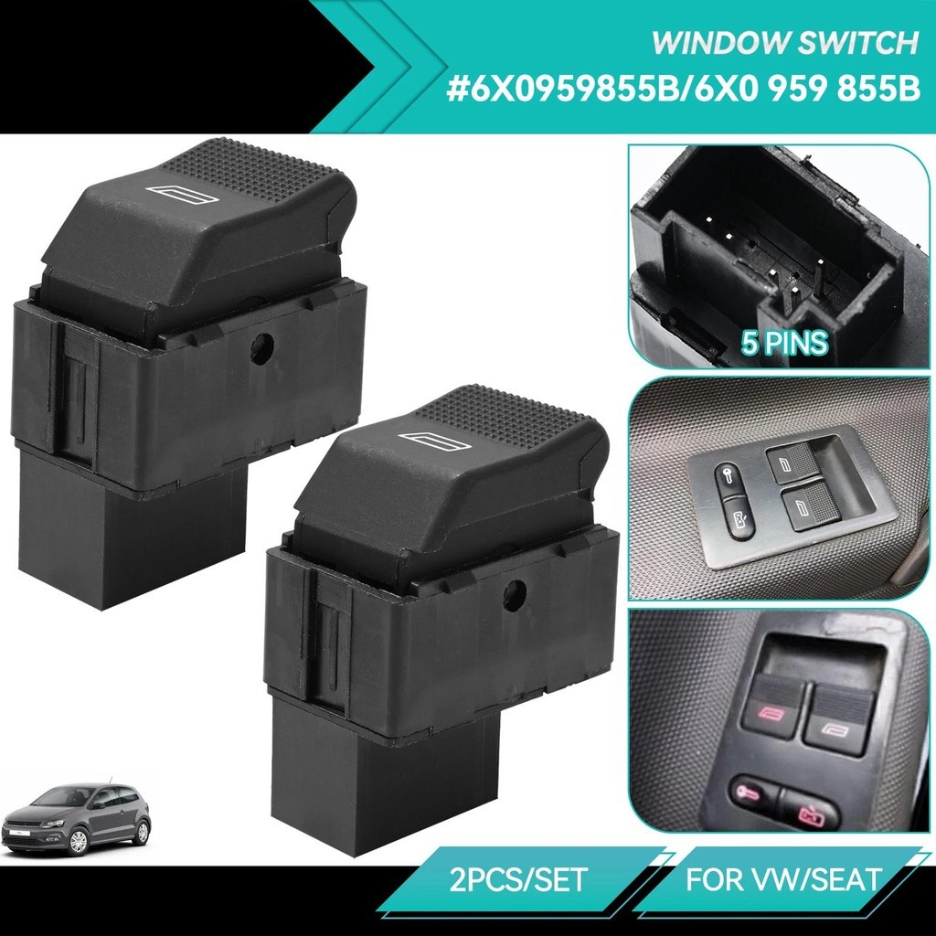 2 Chiếc Điện Cửa Sổ Công Tắc Nút Cho VW LUPO 6X1 Polo 6N2 6E1 Ghế Ibiza Ghế Cordoba 6K2 Saloon 6X095