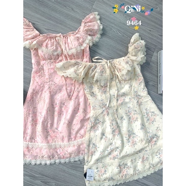[QINI] ĐẦM THÊU HOA NỔI TRỄ VAI BÈO PHỐI REN OLIVIA DRESS
