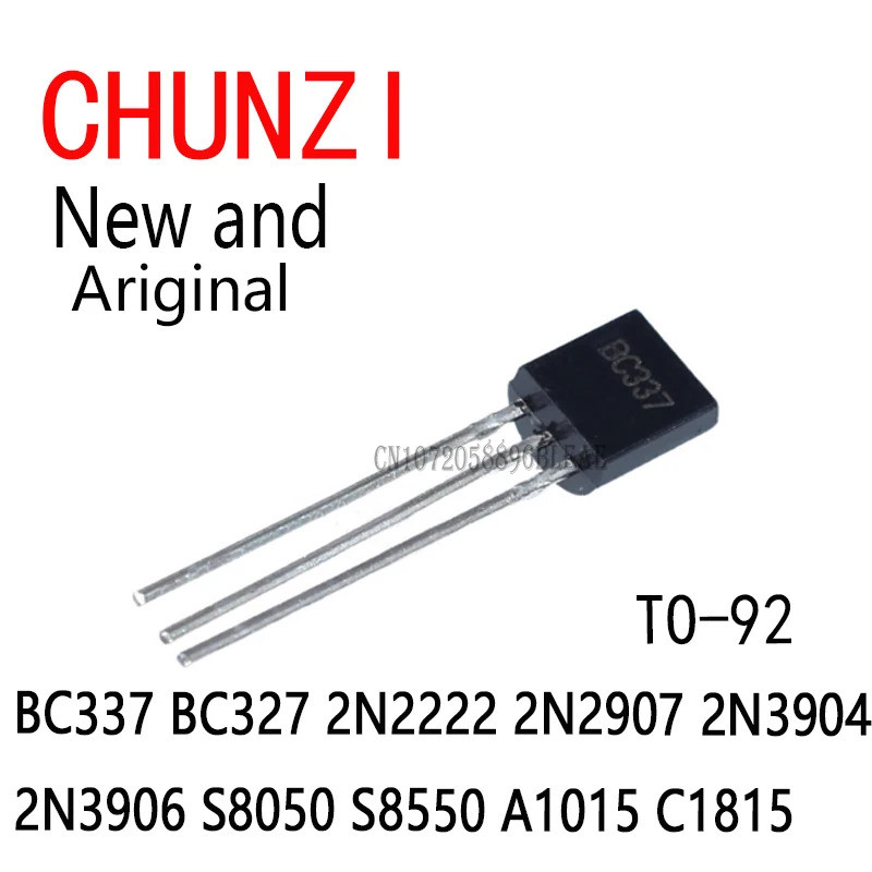 100 chiếc BC337 BC327 2N2222 2N2907 2N3904 2N3906 S8050 S8550 A1015 C1815 10Values Transistors Set P