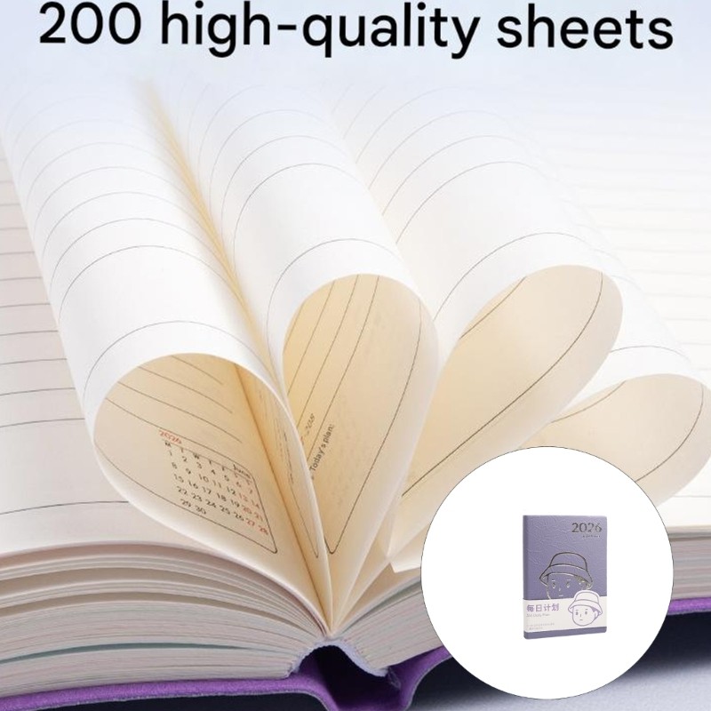 MOON 2026 Leather Academic Planner with Ribbon Bookmarks Dated 2026 Daily Planner Notebook để lập kế