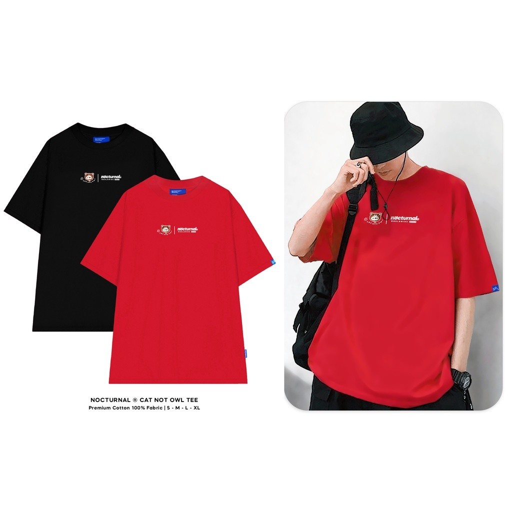 Áo Thun NOCTURNAL Cat Not Owl Tee Cotton 100% Nam Nữ Unisex Form Rộng Tay Lỡ Oversize Local Brand