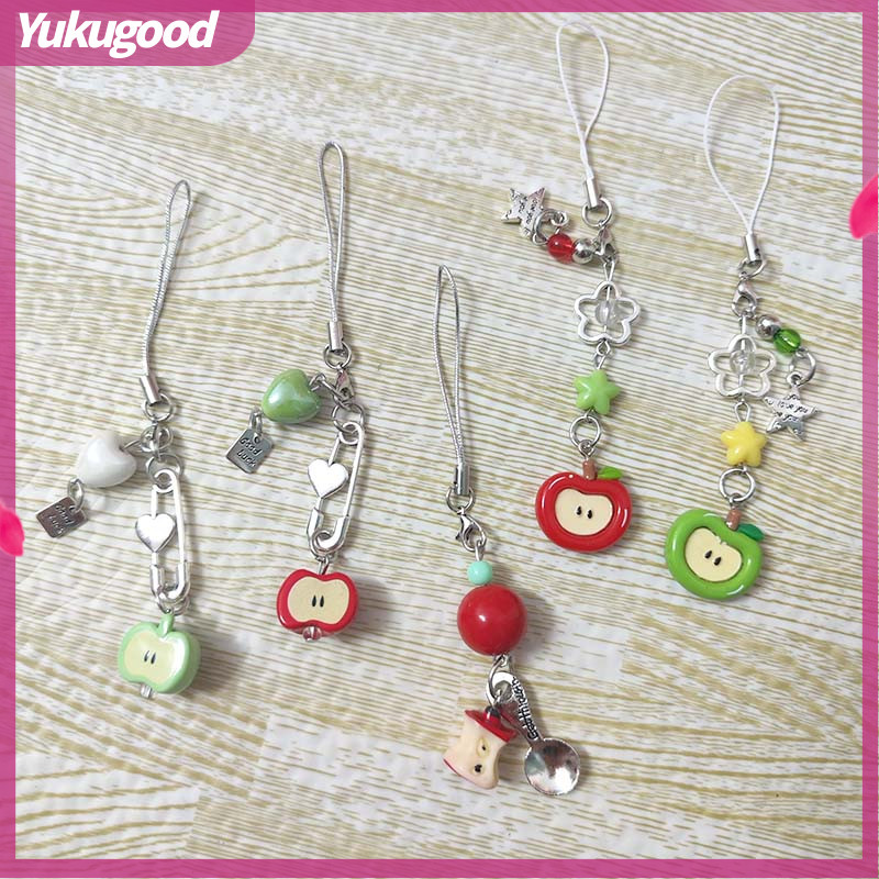 Apple Bead Phone Chain Cute Phone Lanyard Decoration Personalized Key Chain Bag-YUKU