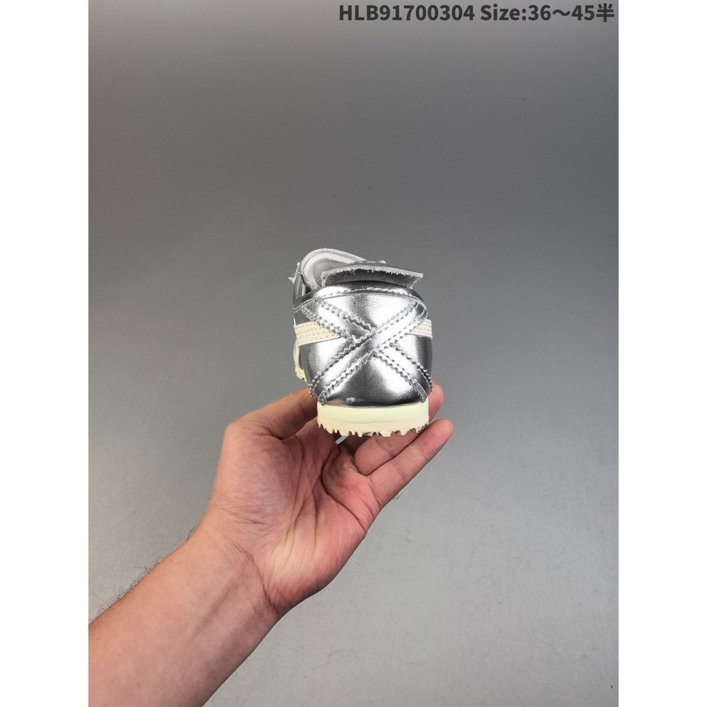 Giày da Vanica Tiger Mexico 66 VIN màu bạc trắng, thoáng khí, phù hợp chạy bộ.