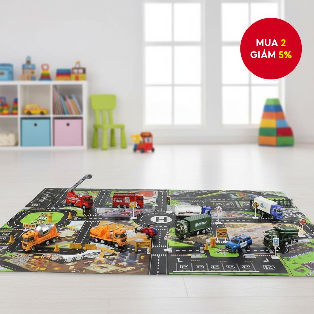 Thảm bò đồ chơi mô hình bản đồ đường đỗ xe ô tô